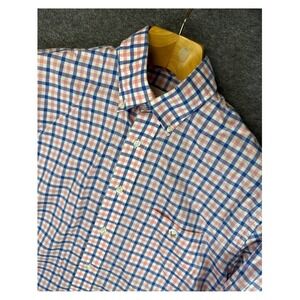 Cotton Brothers Plaid Button Down Shirt Mens Size M Blue Pink Long Sleeve Money